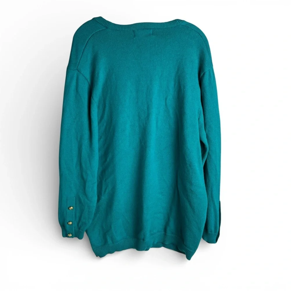 Teal Merino Wool Gold Button Cardigan